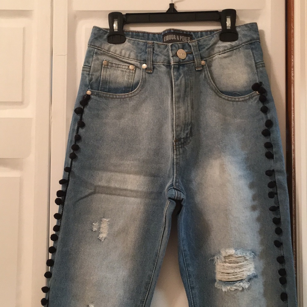 Stonewashed Black Pom Pom jeans